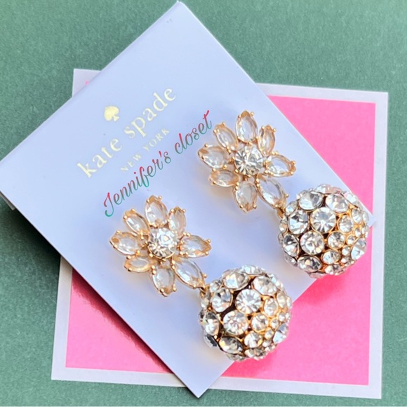 NWT ♠️ Kate Spade Crystal Clear Flower Drop Earrings